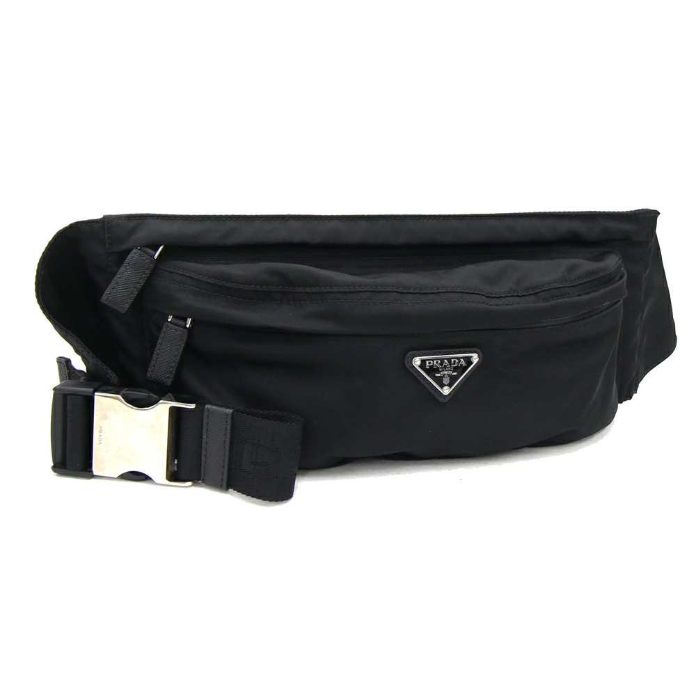 Prada Body Belt Bum Crossbody Bag Black Leather Waist Belt Pouch